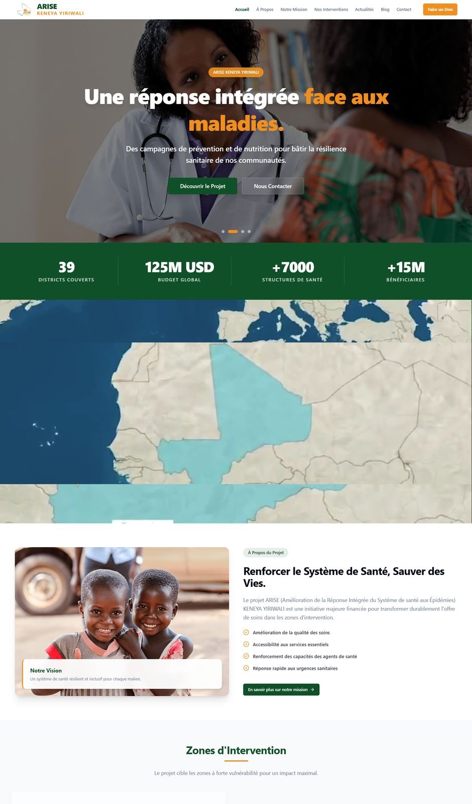 ONG · Santé publique — Site web ARISE Keneya Yiriwali